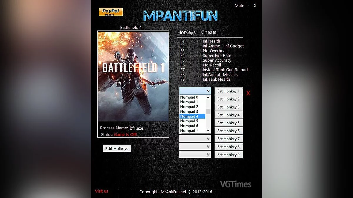 Battlefield 1 — Трейнер / Trainer (+10) [9198] [MrAntiFun]