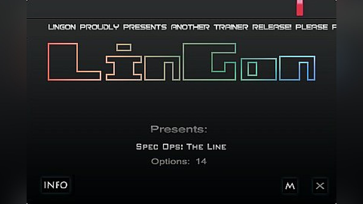Spec Ops: The Line — Трейнер / Trainer (+14) [Update - 2012.08.23 / 24: Steam Version] [LinGon]