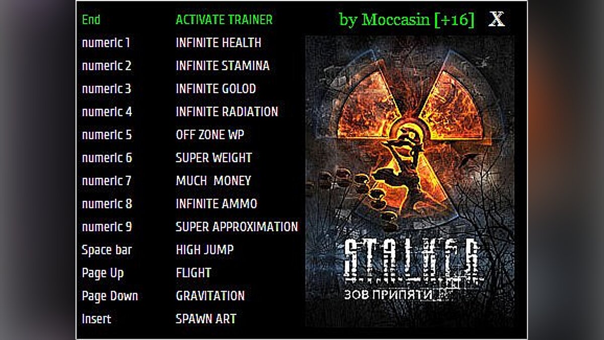S.T.A.L.K.E.R.: Call of Pripyat — Трейнер / Trainer [Repack - Steam] (+16) [ALL VERSION] [Moccasin]