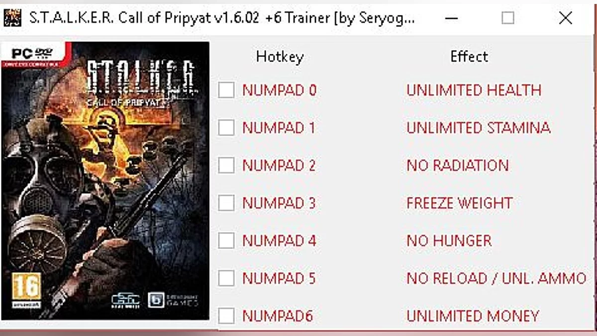 S.T.A.L.K.E.R.: Call of Pripyat — Трейнер / Trainer (+7) [1.6.02] [SeryogaSK]