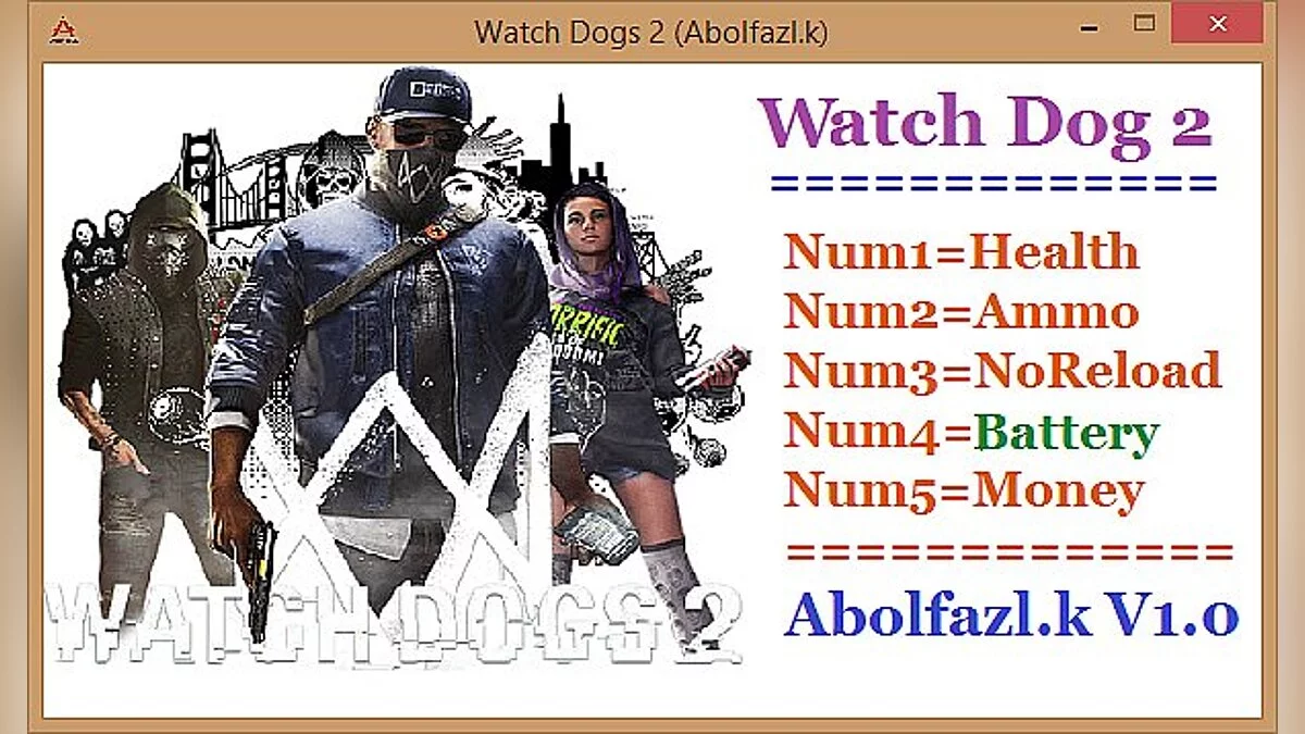 Watch Dogs 2 — Трейнер / Trainer (+5) [1.0: x64] [Abolfazl.k]