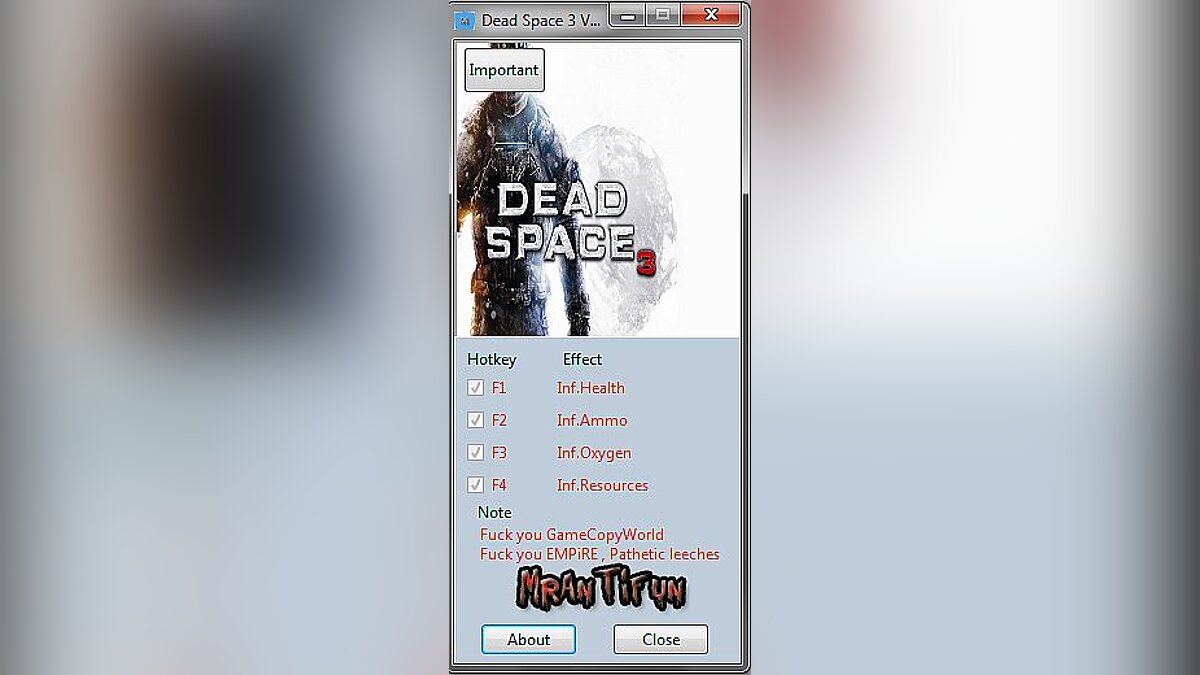 Dead Space 3 — Трейнер / Trainer (+4) [1.0.0.1] [MrAntiFun]