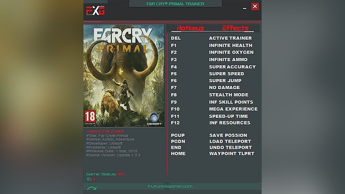 Far Cry: Primal — Трейнер / Trainer (+16) [1.3.3] [FutureX]