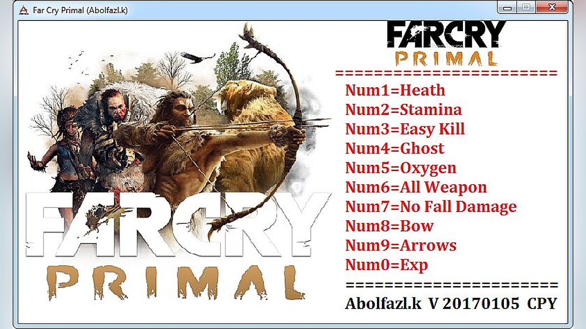 Far Cry: Primal — Трейнер / Trainer (+6) [1.3.3 64bit] [Abolfazl.k]