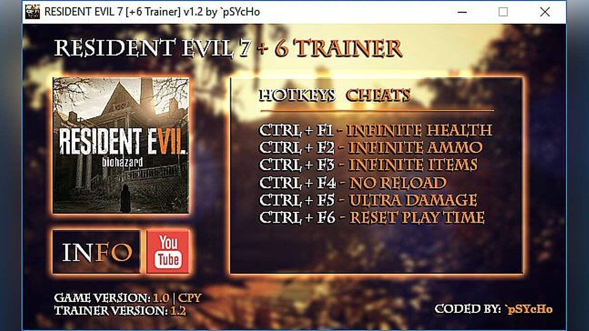 Resident Evil 7: Biohazard — Трейнер / Trainer (+6) [1.0 | CPY] [pSYcHo] - 1.2