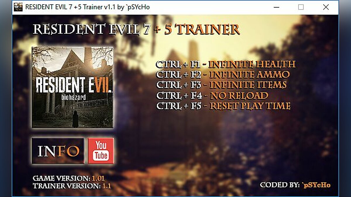 Resident Evil 7: Biohazard — Трейнер / Trainer (+5) [1.01] [pSYcHo] - Updated Version