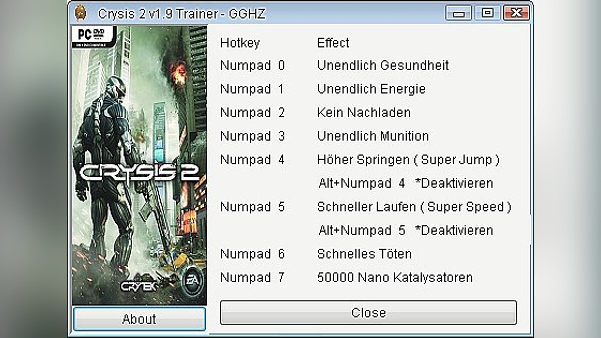 Crysis 2 — Трейнер / Trainer (+7) [1.9] [GGHZ]