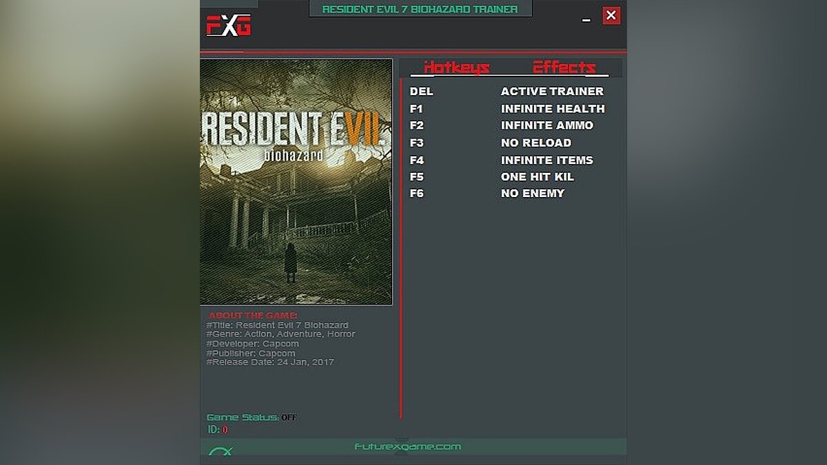 Resident Evil 7: Biohazard — Трейнер / Trainer (+6) [1.01] [FutureX]