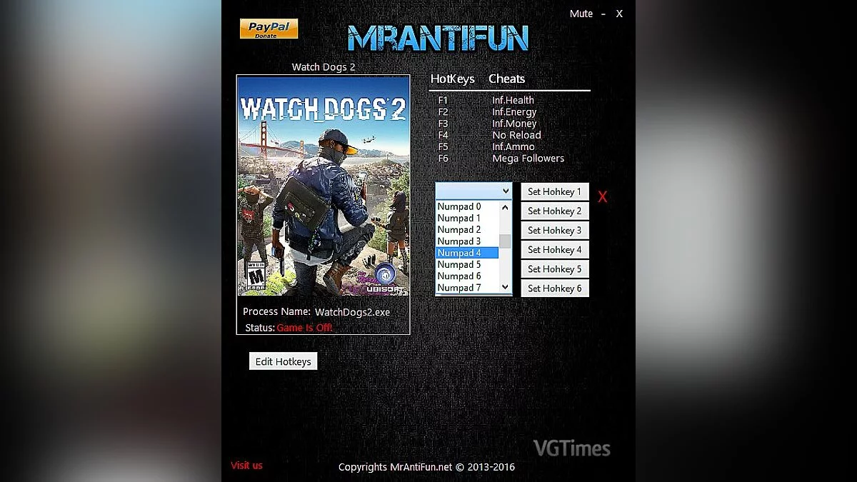 Watch Dogs 2 — Трейнер / Trainer (+6) [1.5.134] [MrAntiFun]