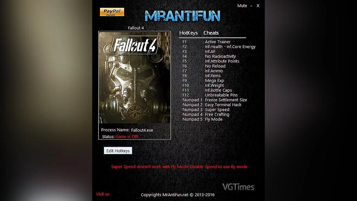 Fallout 4 — Трейнер / Trainer (+17) [1.7.12.0.1] [MrAntiFun]