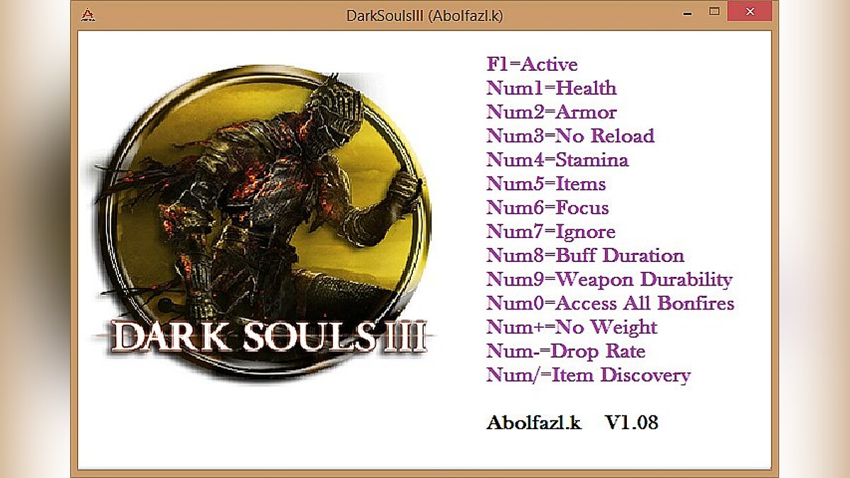 Dark Souls 3 — Трейнер / Trainer (+13) [1.08] [Abolfazl.k]