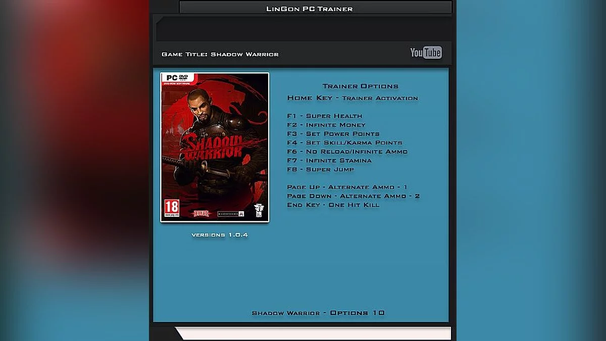 Shadow Warrior — Трейнер / Trainer (+10) [1.04] [LinGon]