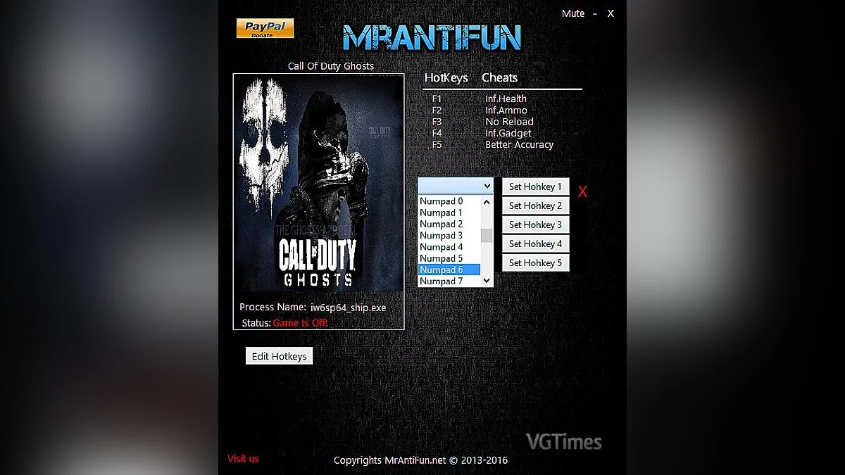 Call of Duty: Ghosts — Трейнер / Trainer (+5) [3.15] [MrAntiFun]