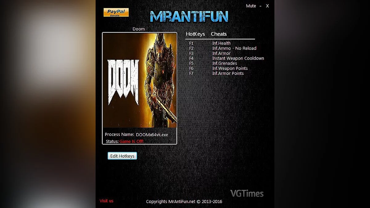 Doom — Трейнер / Trainer (+8) [Update 08.12.16] [MrAntiFun]