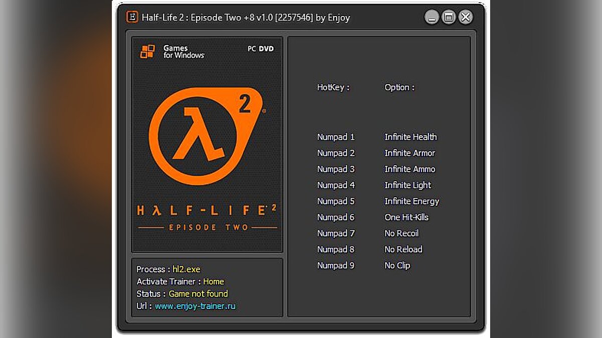 Half-Life 2 — Трейнер / Trainer (+9) [1.0: 2257546] [Enjoy / ETR]