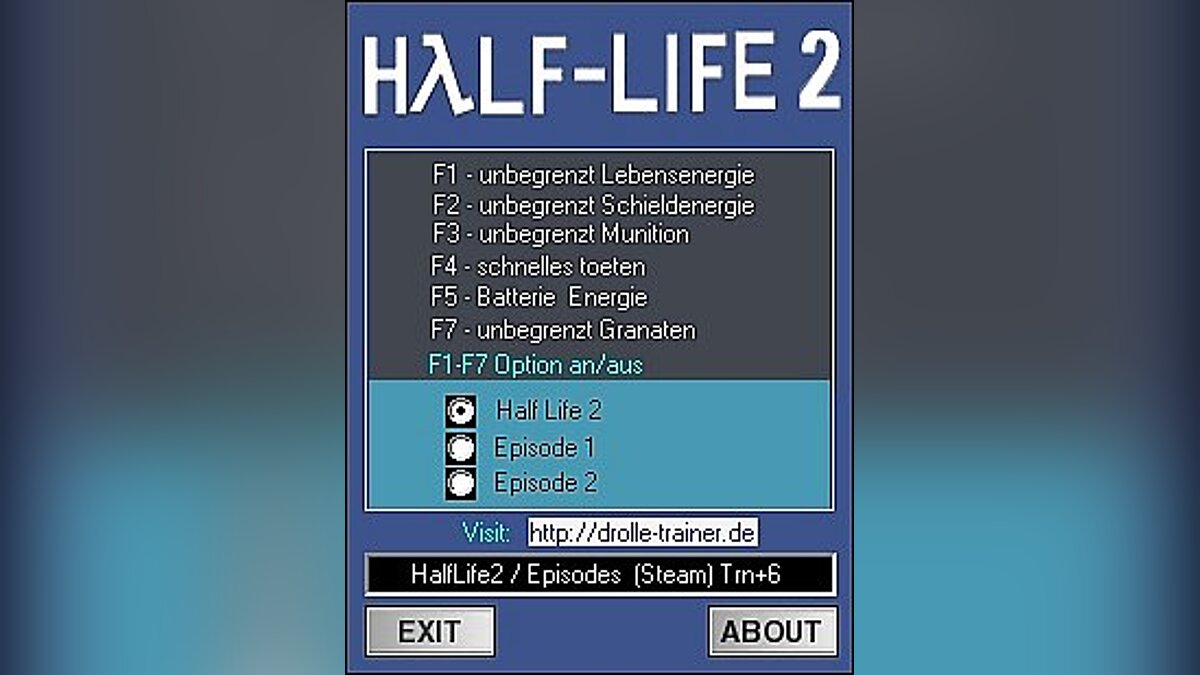 Half-Life 2 — Трейнер / Trainer (+6) [1.0: Original / Episode 1 / Episode 2 - STEAM] [dr.olle]