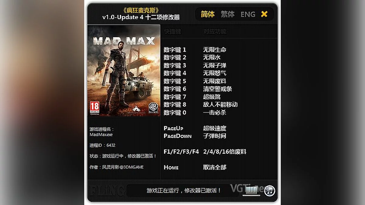 Mad Max — Трейнер / Trainer (+12) [1.0 - Update 4] [FLiNG]