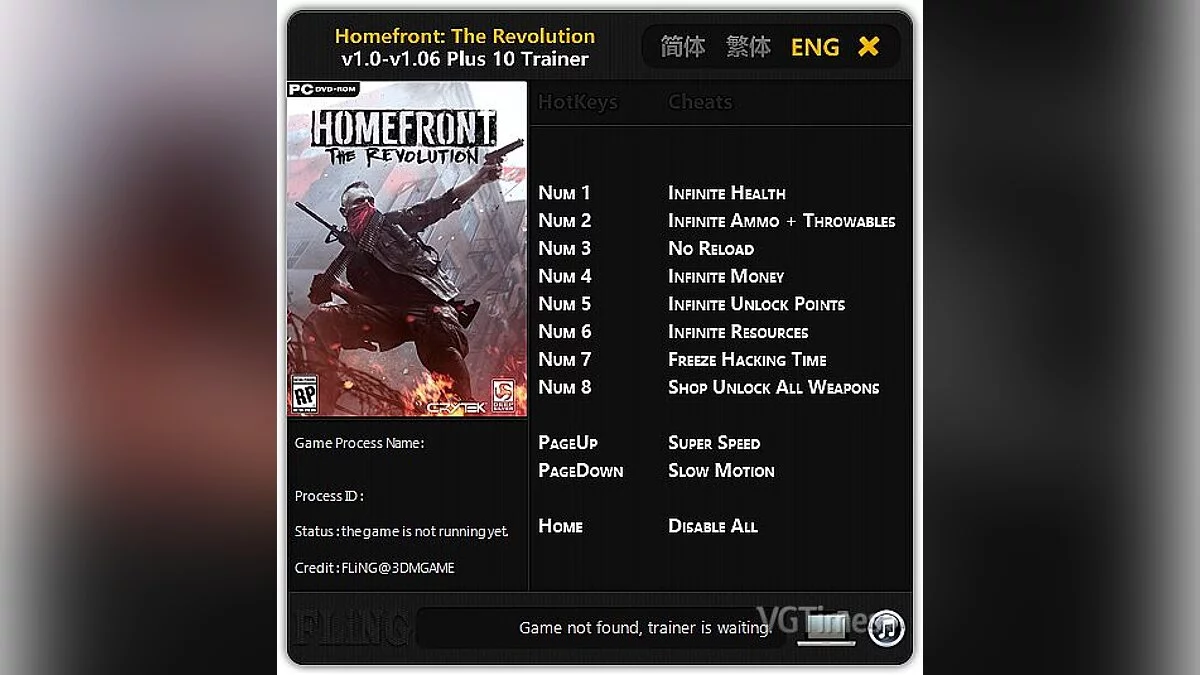 Homefront: The Revolution — Трейнер / Trainer (+10) [1.0 - 1.06] [FLiNG]