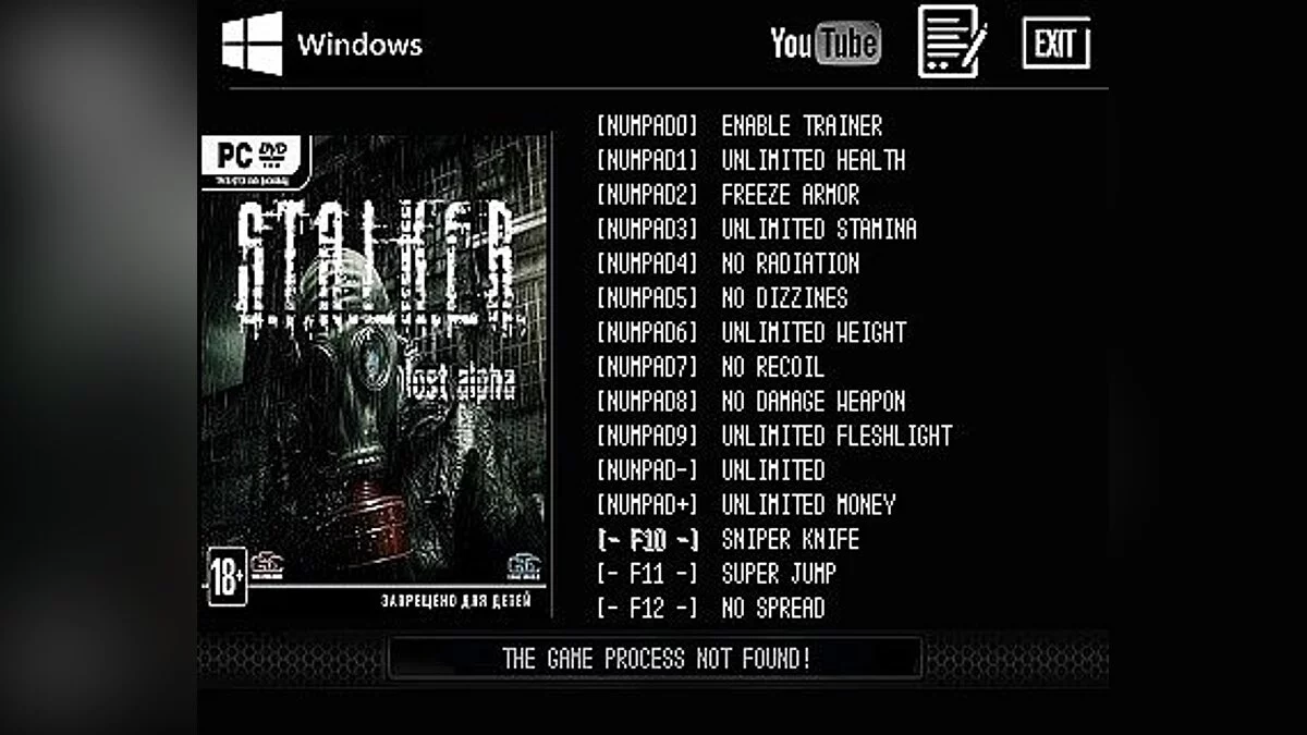 S.T.A.L.K.E.R.: Shadow of Chernobyl — Трейнер / Trainer (+14) [v.1.3.003] [LIRW / GHL] - Updated: 17.10.2016