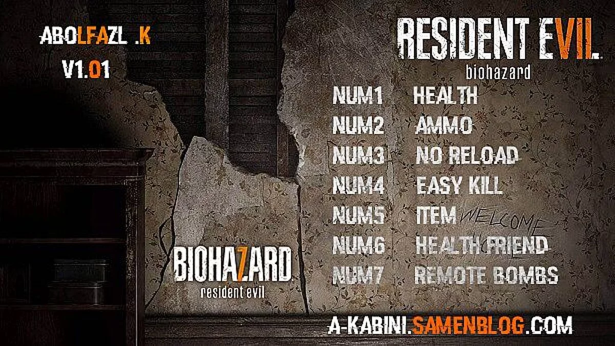 Resident Evil 7 Biohazard — Трейнер / Trainer (+7) [1.01] [Abolfazl.k]