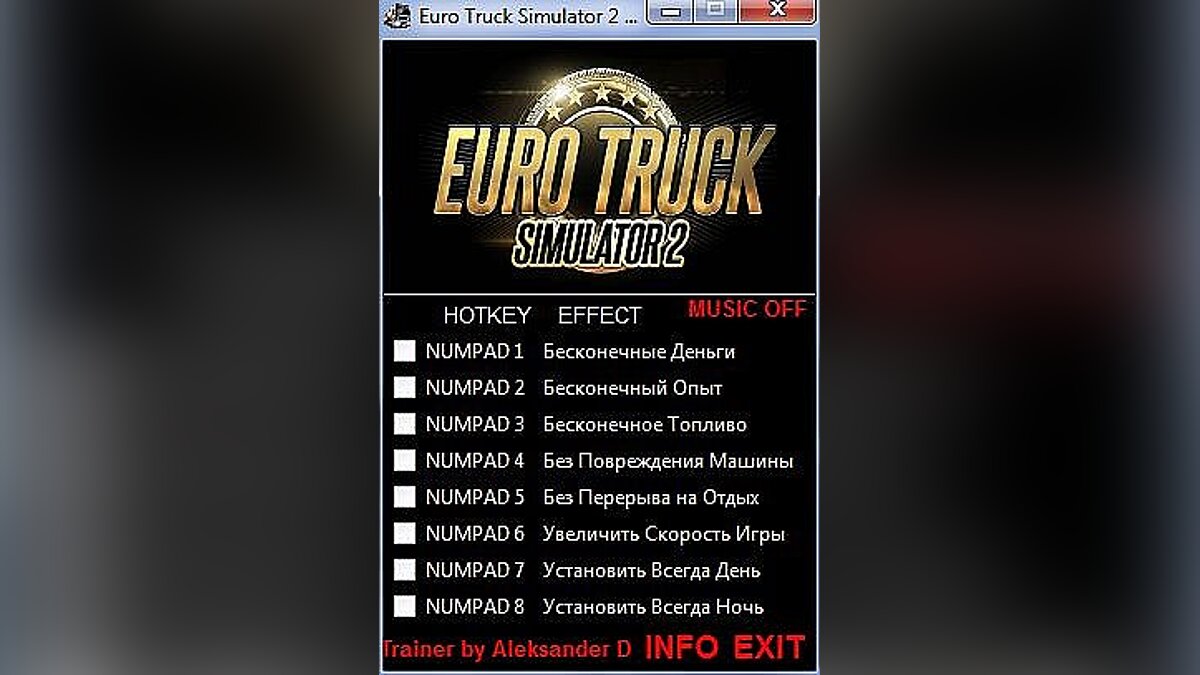 Euro Truck Simulator 2 — Трейнер / Trainer (+8) [1.9.24.1s] [Aleksander D]