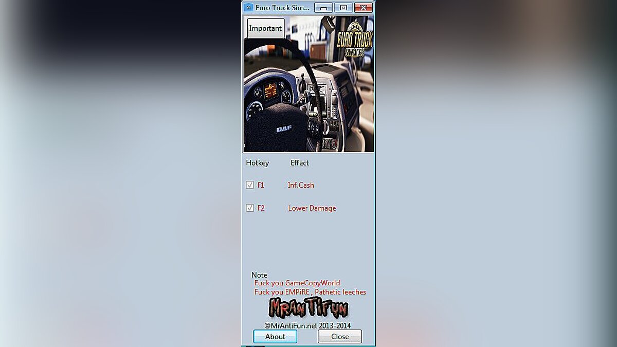 Euro Truck Simulator 2 — Трейнер / Trainer (+2) [1.9.22] [MrAntiFun]
