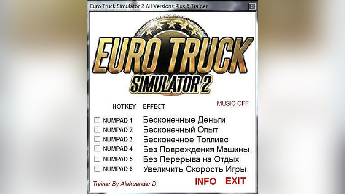 Euro Truck Simulator 2 — Трейнер / Trainer (+6) [All Versions] [Aleksander D]