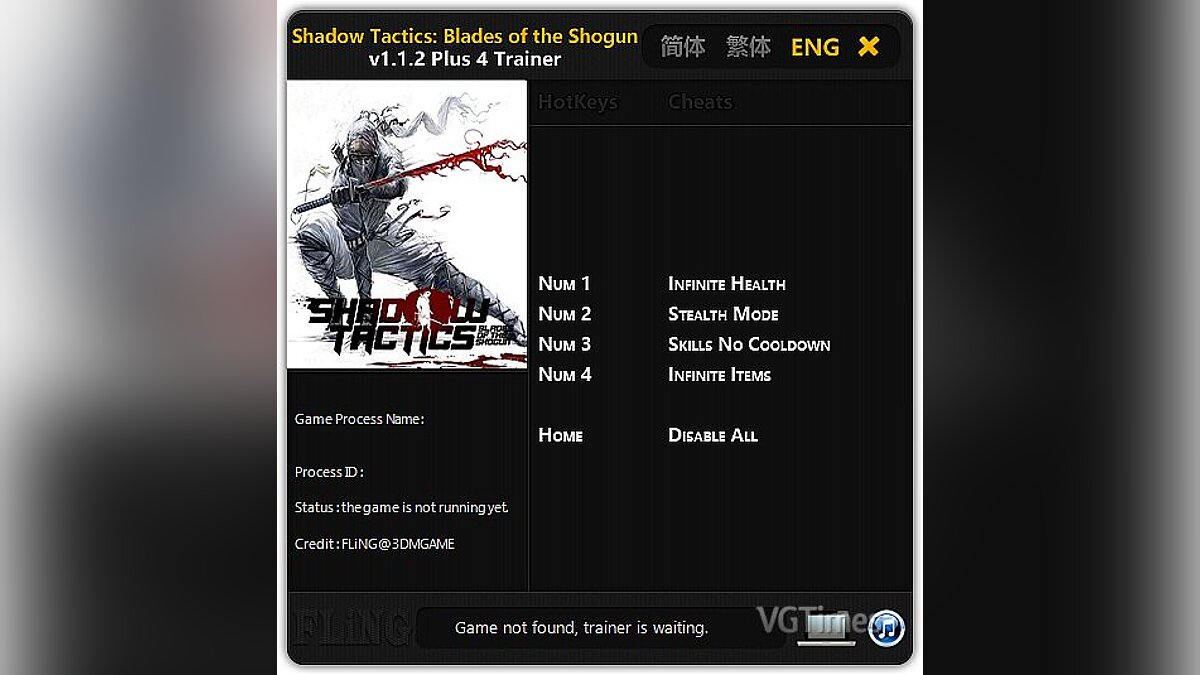Shadow Tactics: Blades of the Shogun — Трейнер / Trainer (+8) [1.1.2] [FLiNG]
