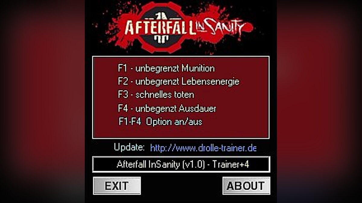 Afterfall: InSanity — Трейнер / Trainer (+4) [1.0] [dr.olle]