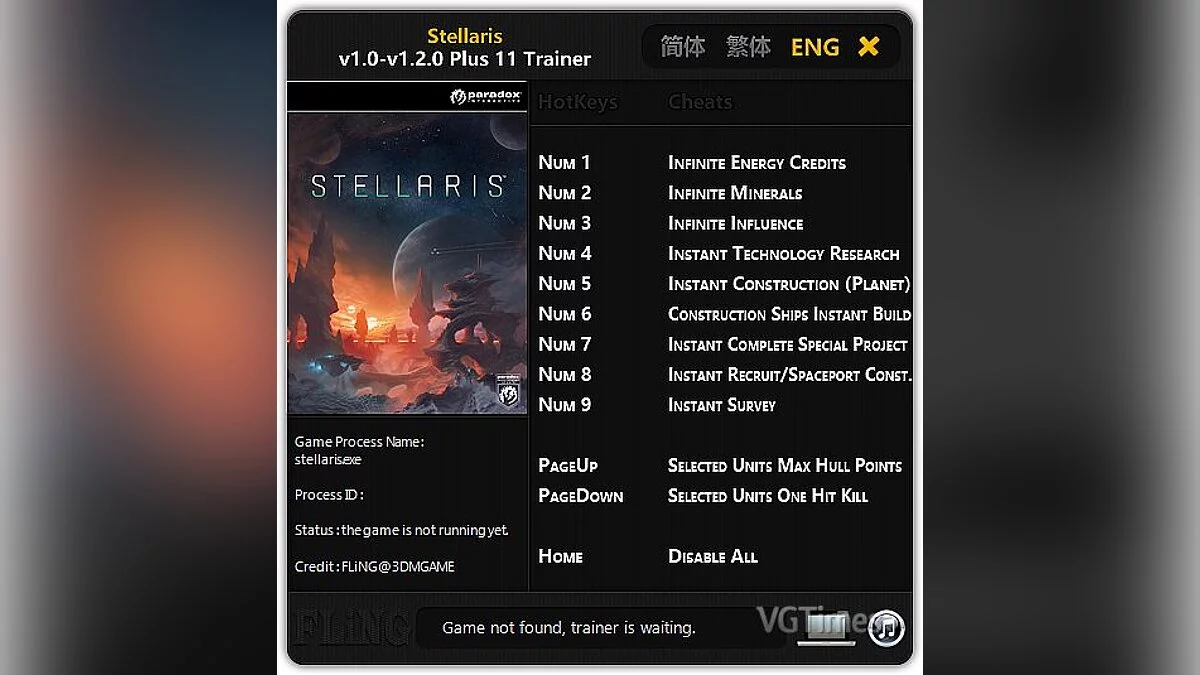 Stellaris — Трейнер / Trainer (+11) [1.0-1.2.0] [FLiNG]