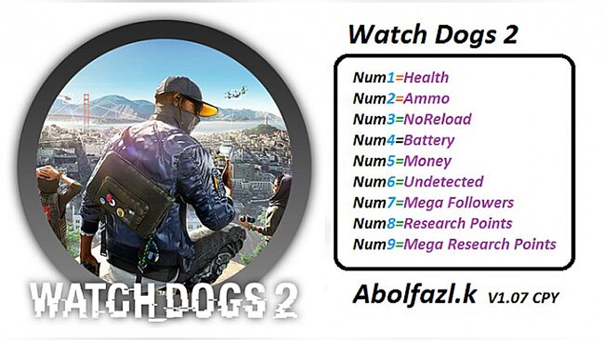 Watch Dogs 2 — Трейнер / Trainer (+9) [1.07: x64] [Abolfazl.k]