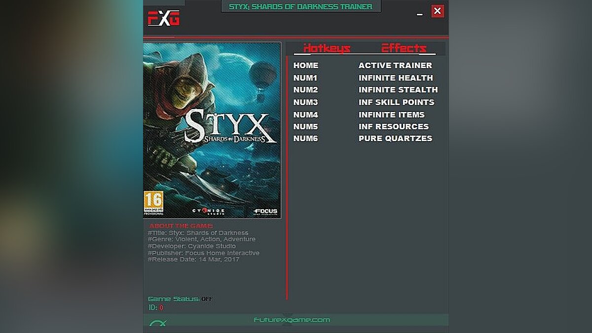 Styx: Shards of Darkness — Трейнер / Trainer (+6) [1.02] [FutureX]