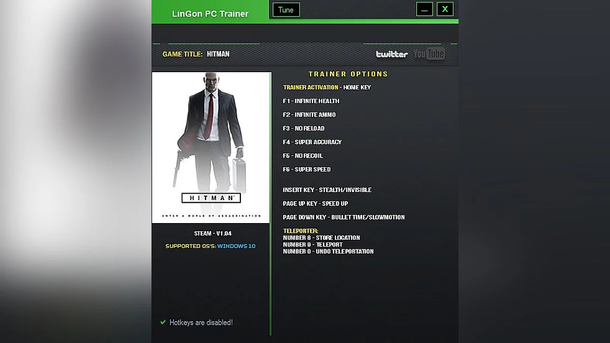 Hitman — Трейнер / Trainer (+11) [1.04: EP 2] [LinGon]