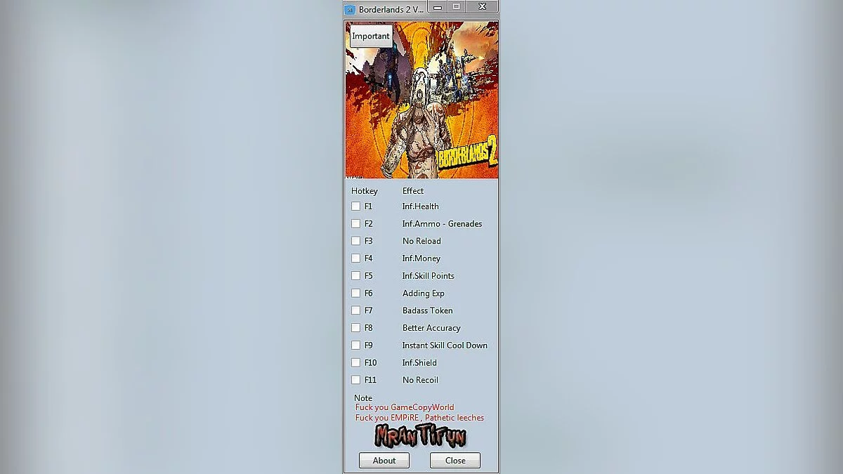 Borderlands 2 — Трейнер / Trainer (+12) [1.7] [MrAntiFun]