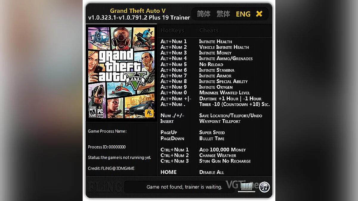 GTA 5 — Трейнер / Trainer (+19) [1.0.323.1 - 1.0.791.2] [FLiNG]