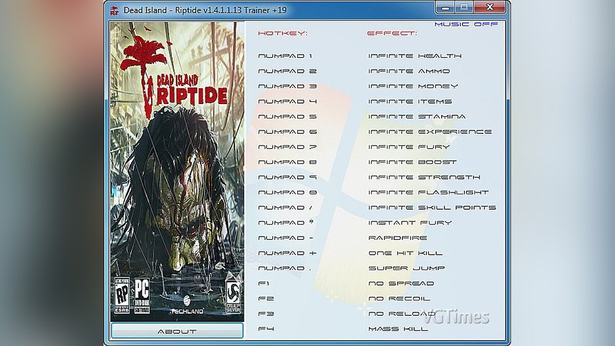 Dead Island: Riptide — Трейнер / Trainer (+19) [1.4.1.1.13] [GRIZZLY]