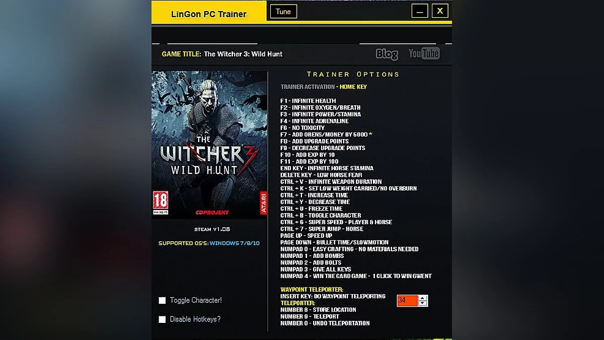 The Witcher 3: Wild Hunt — Трейнер / Trainer (+7) [1.21] [Abolfazl.k]