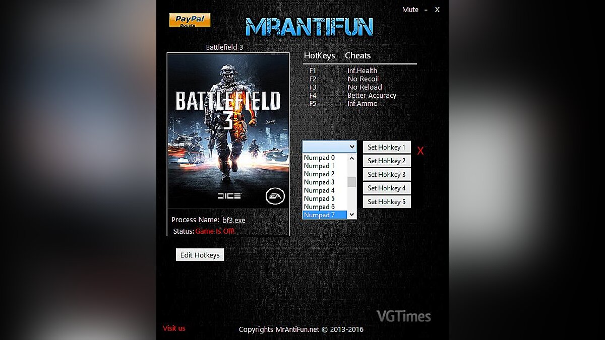 Battlefield 3 — Трейнер / Trainer (+5) [2.13.2016] [MrAntiFun]