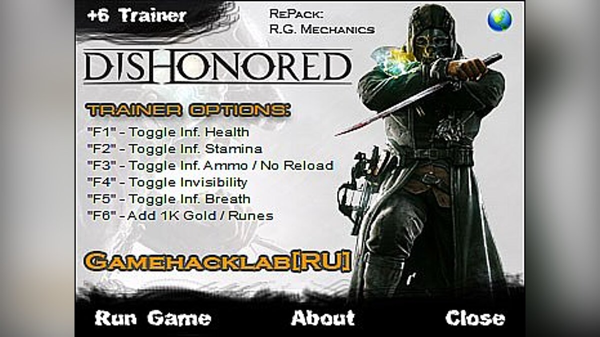 Dishonored — Трейнер / Trainer (+6) [1.4] [CuBiC]