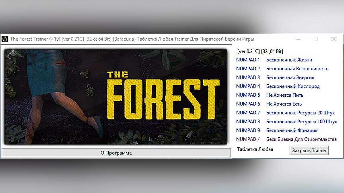 The Forest — Трейнер / Trainer (+10) [0.21C] [32 & 64 Bit] [Baracuda]