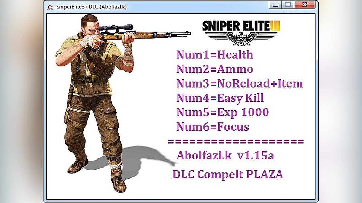 Sniper Elite 3 — Трейнер / Trainer (+6) [1.15a] [Abolfazl.k]
