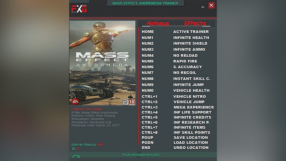 Mass Effect: Andromeda — Трейнер / Trainer (+20) [1.04 - 1.05] [FutureX]