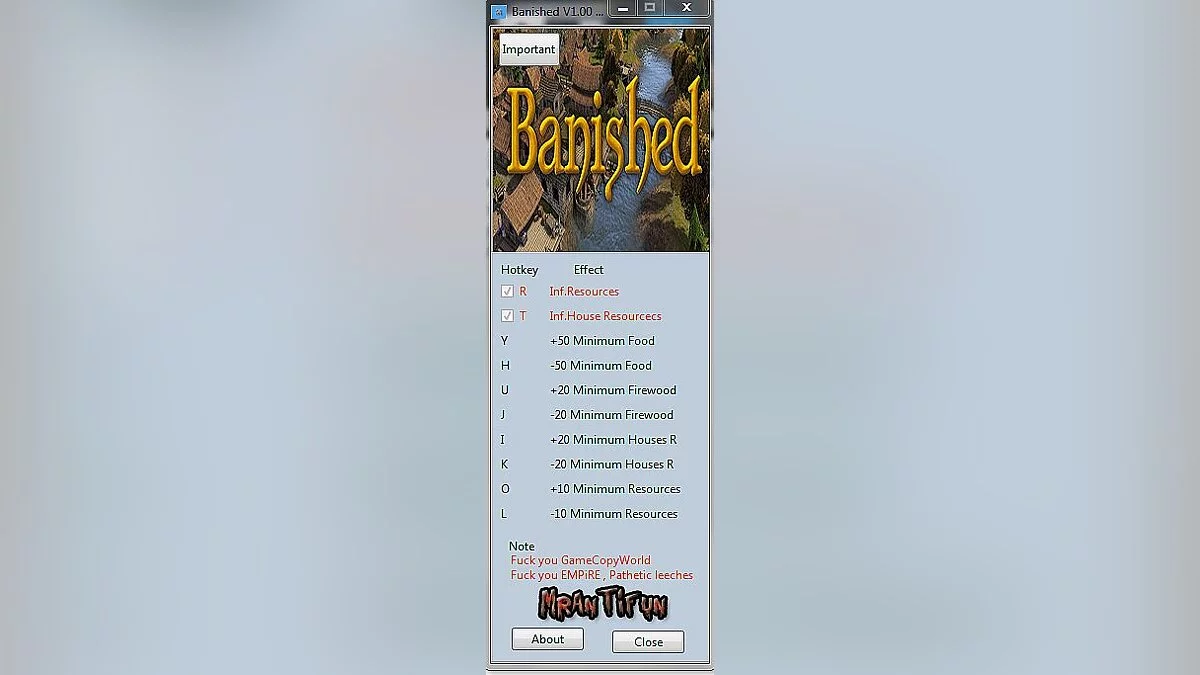 Banished — Трейнер / Trainer (+6) [1.0: 32 / 64 Bit] [MrAntiFun]