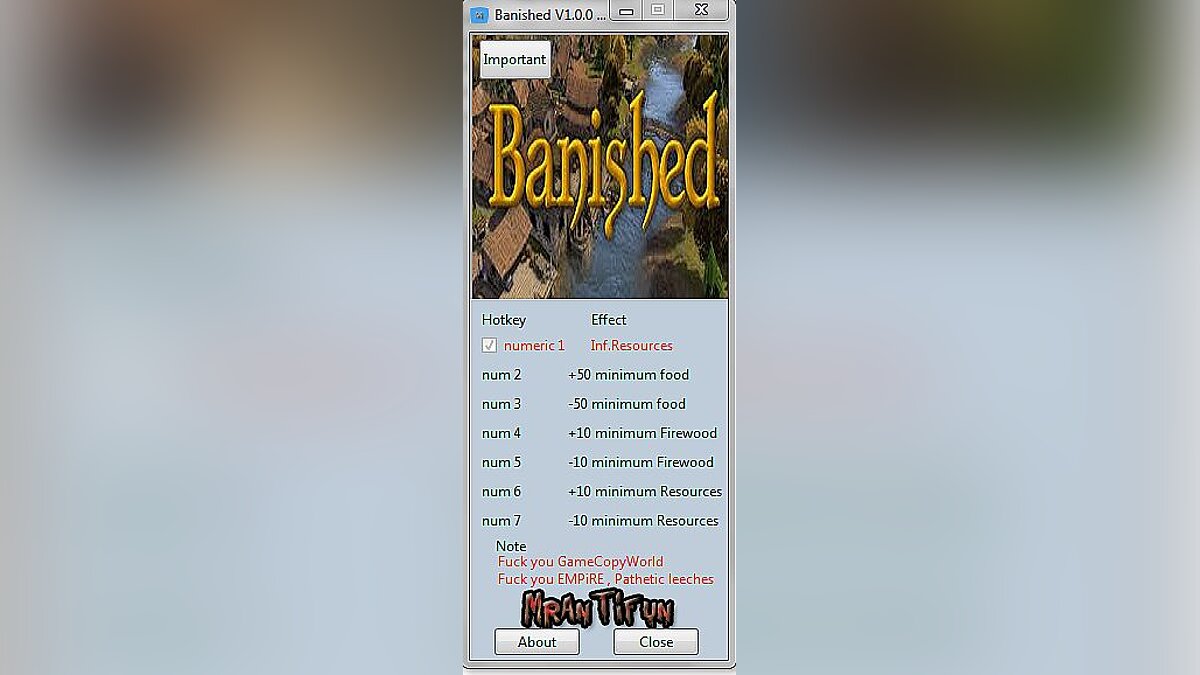 Banished — Трейнер / Trainer (+3) [1.0] [MrAntiFun]