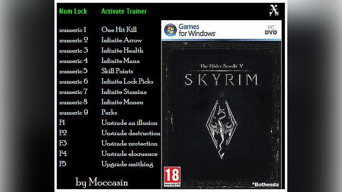 The Elder Scrolls 5: Skyrim — Трейнер / Trainer (+15) [Repack-Steam] [Moccasin]