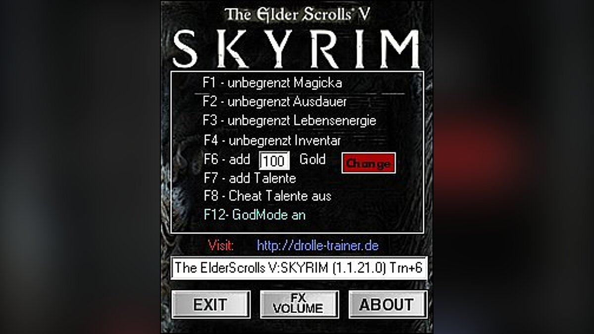 The Elder Scrolls 5: Skyrim — Трейнер / Trainer (+6) [1.1.21.0 / Update 1] [dr.olle]