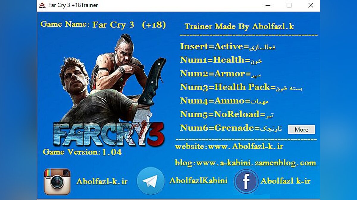 Far Cry 3 — Трейнер / Trainer (+18) [1.04: DX11] [Abolfazl-k]