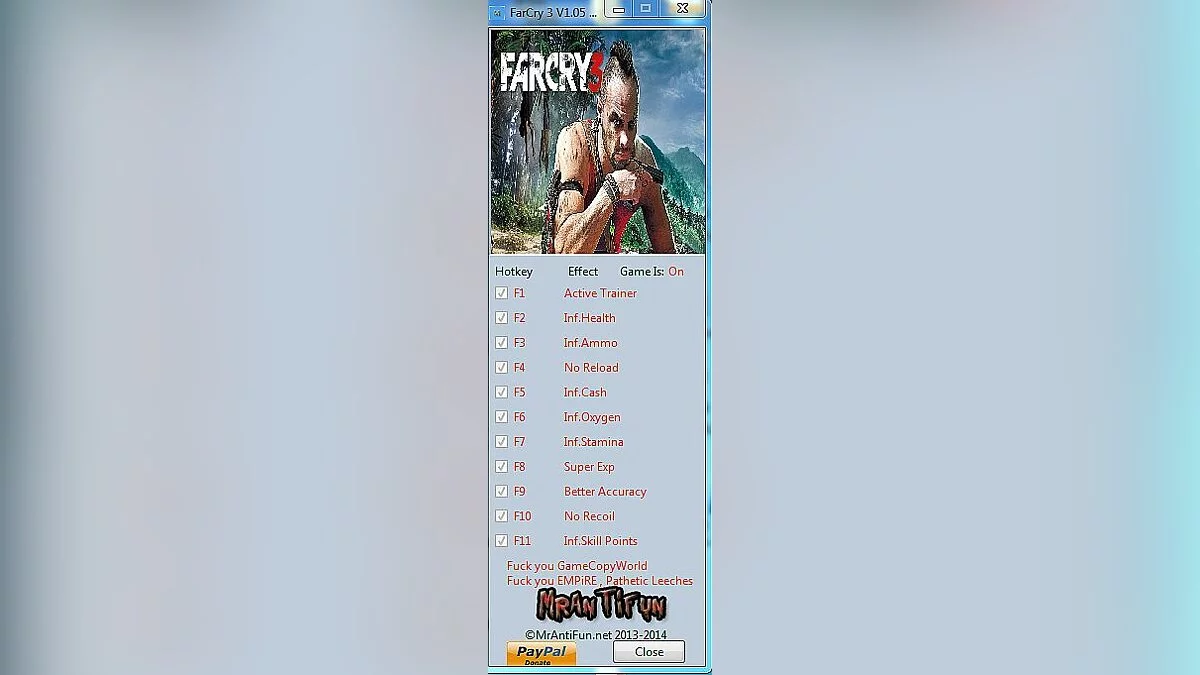 Far Cry 3 — Трейнер / Trainer (+10) [1.05: DX11] [MrAntiFun]