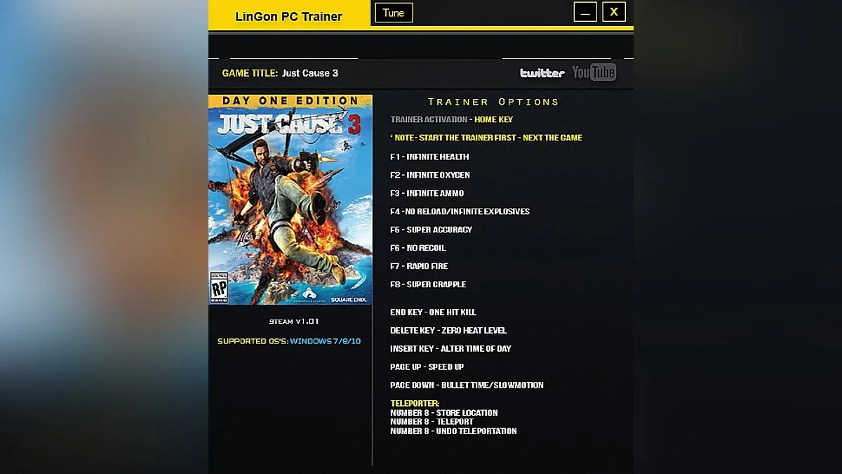 Just Cause 3 — Трейнер / Trainer (+15) [1.01] [LinGon]