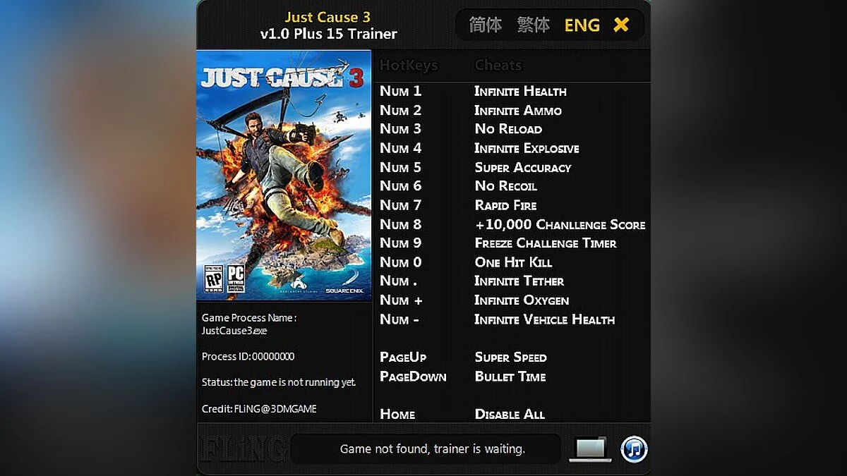 Just Cause 3 — Трейнер / Trainer (+15) [1.0] [FLiNG]